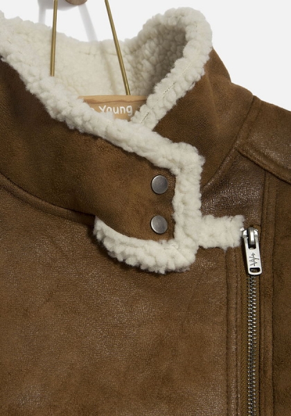 WAY by IKKS Wanderlust fake fur/-leather coat marron clair